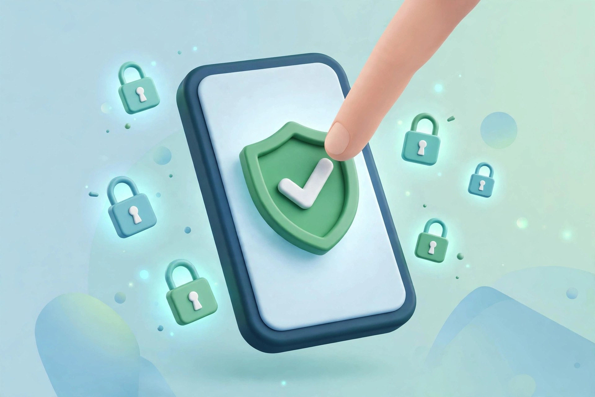 Mobile par OTP aur shield se secure identity verification ka illustration