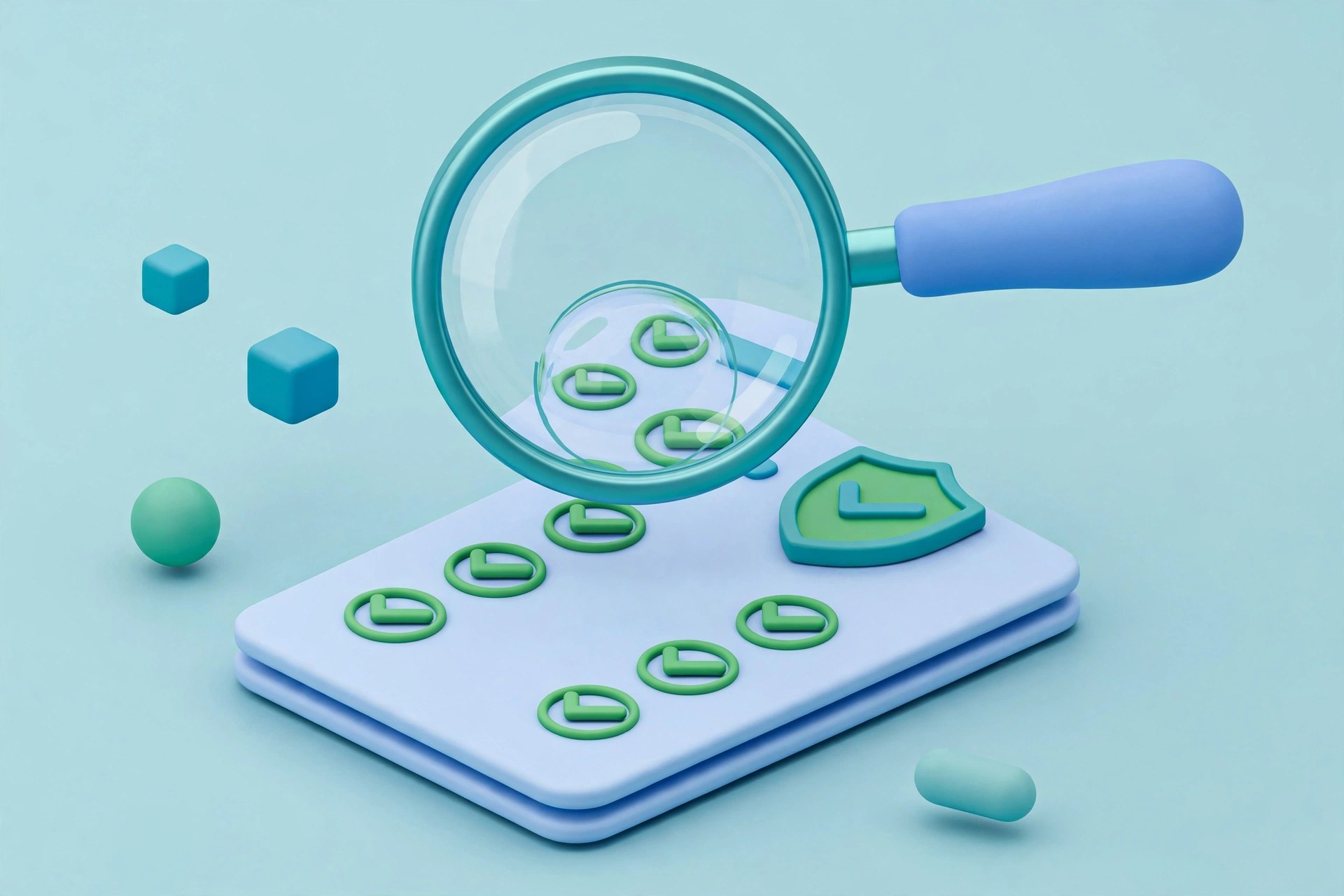CIBIL report document ko magnifying glass se check karte hue illustration