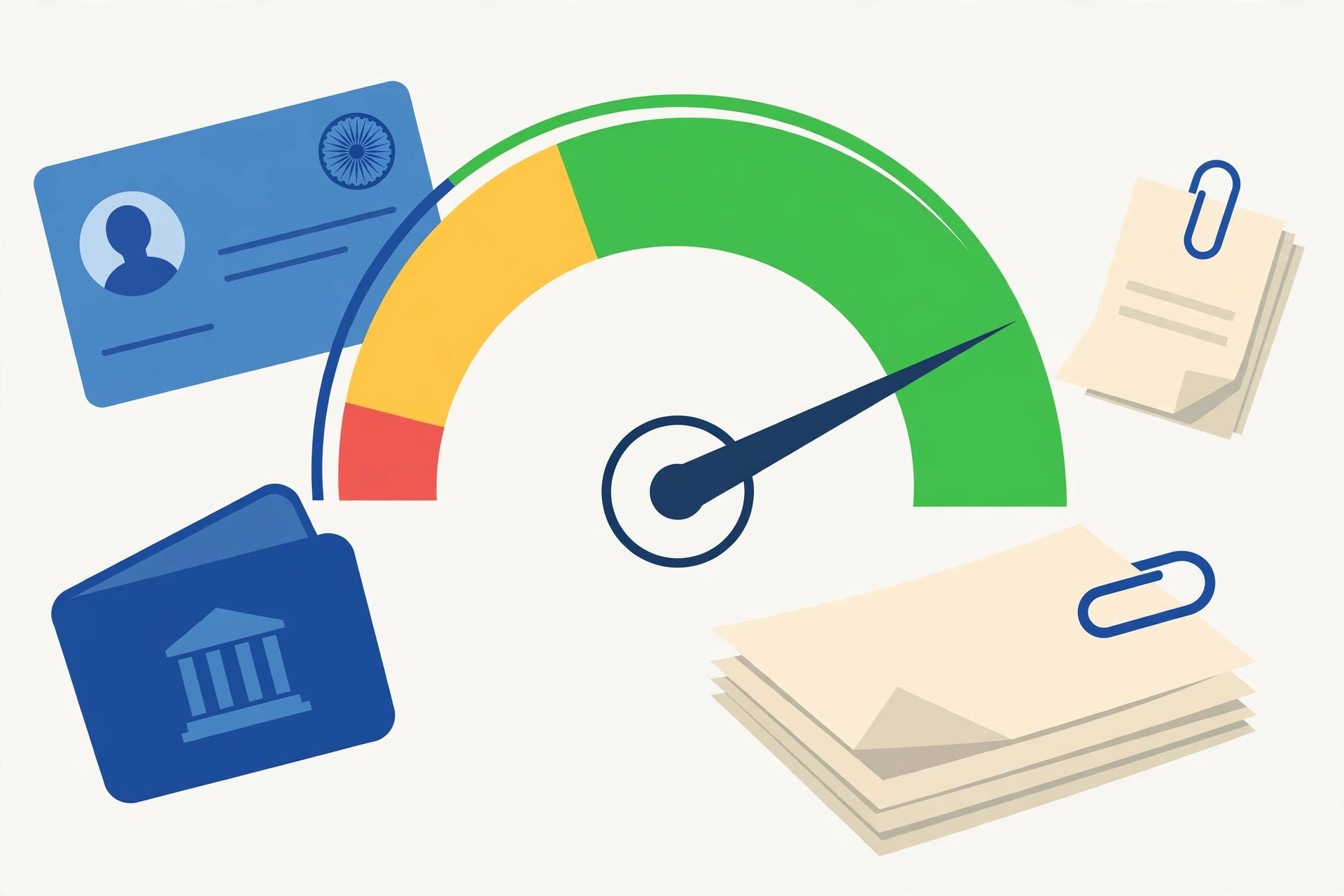 Credit score gauge meter — achha CIBIL score personal loan par behtar interest rate dilata hai