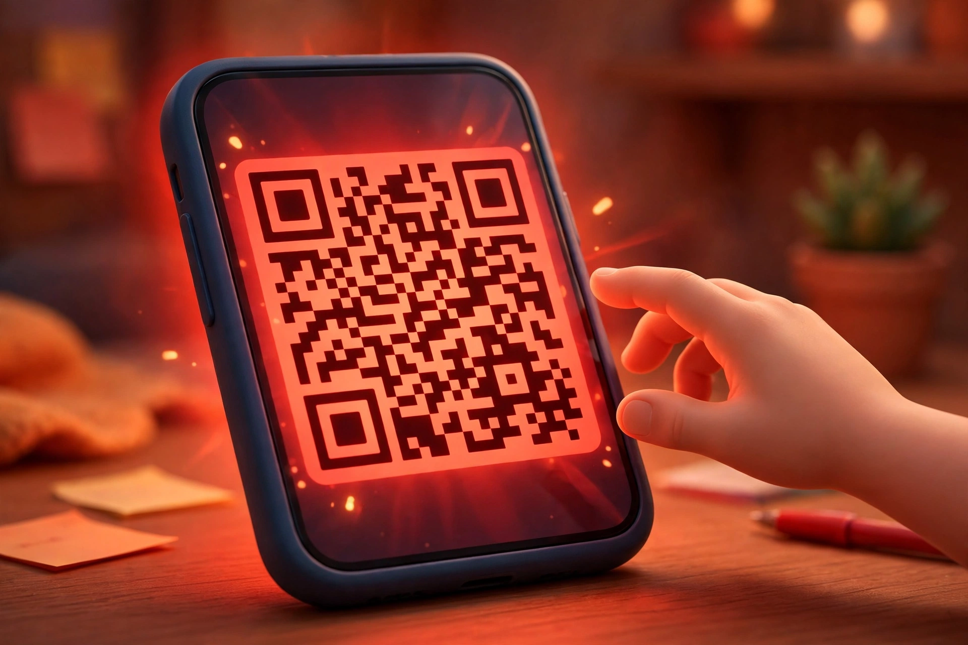 UPI fraud illustration: phone screen showing a fraudulent UPI collect request