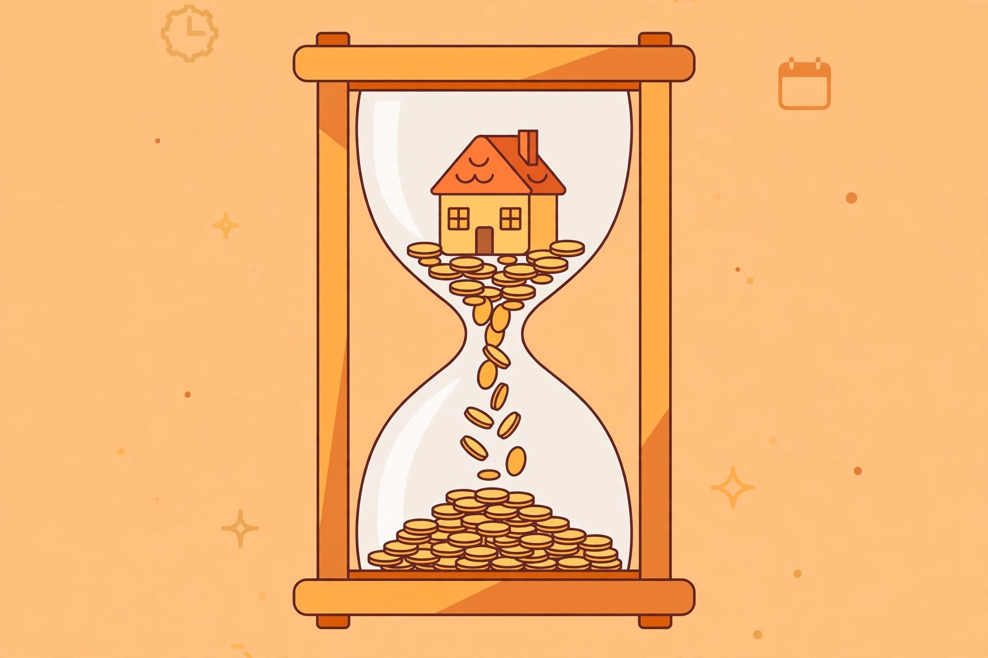 Home loan tenure aur samay ko darshata hourglass