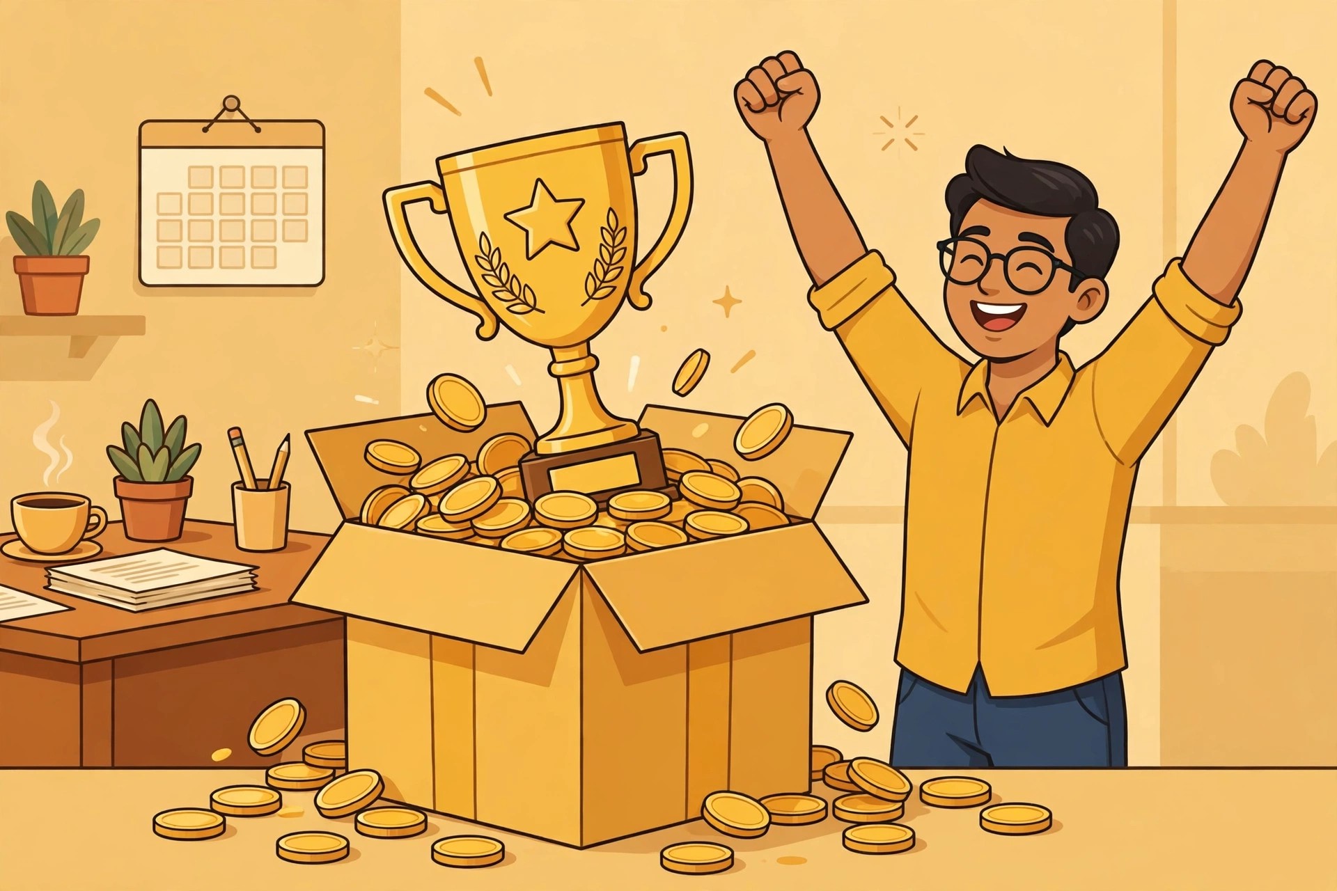 Gratuity reward for long service illustration