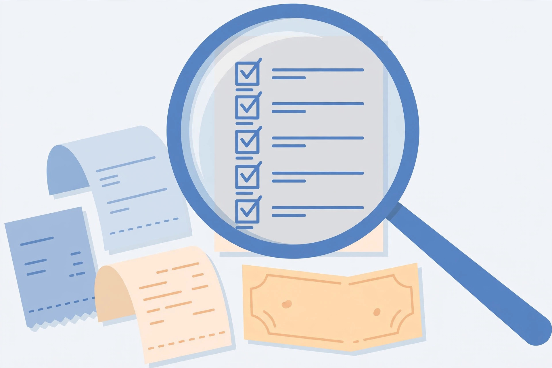 Tracking monthly expenses with bills and checklist