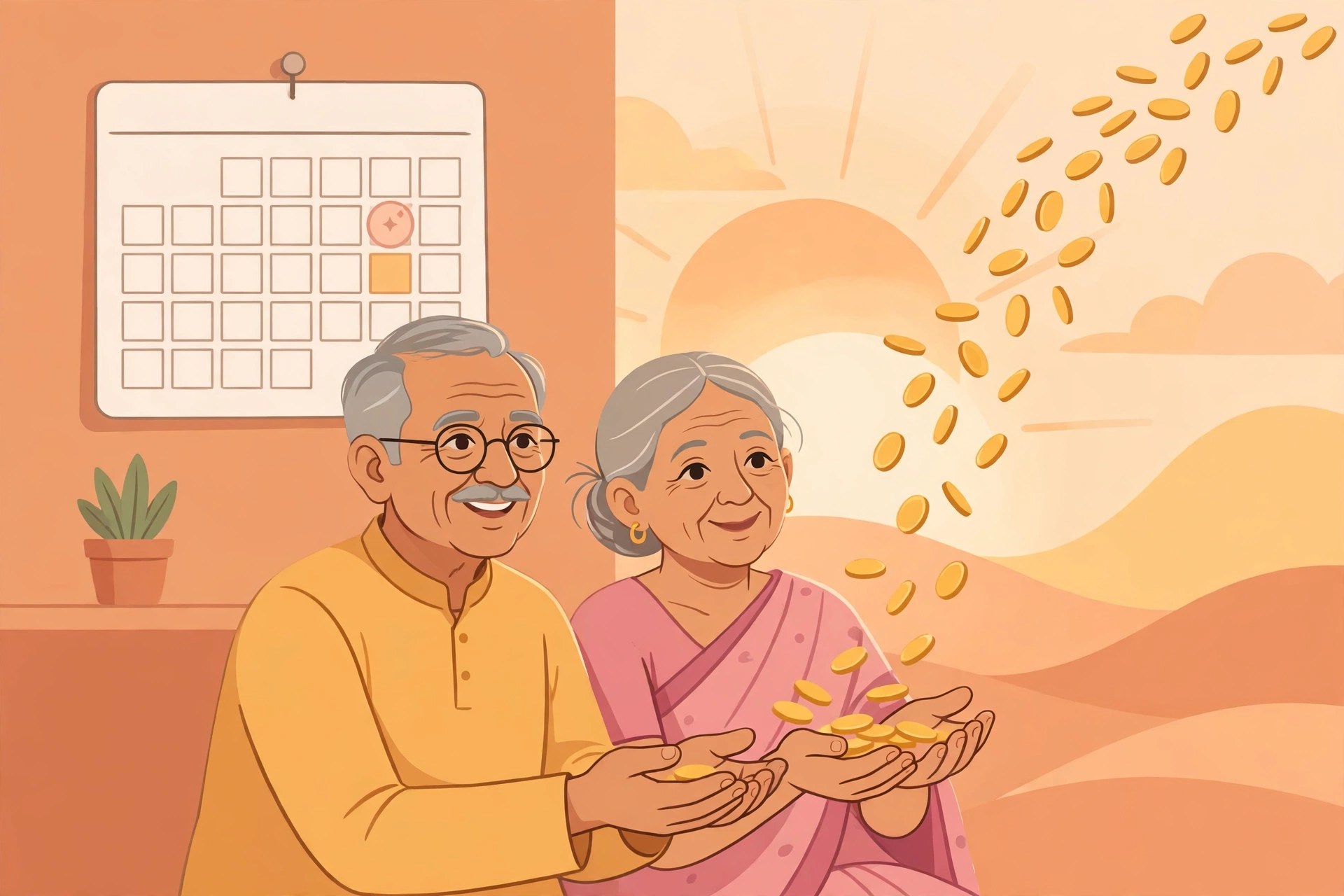 Retirement ke baad NPS annuity se har mahine pension paate hue couple ka illustration