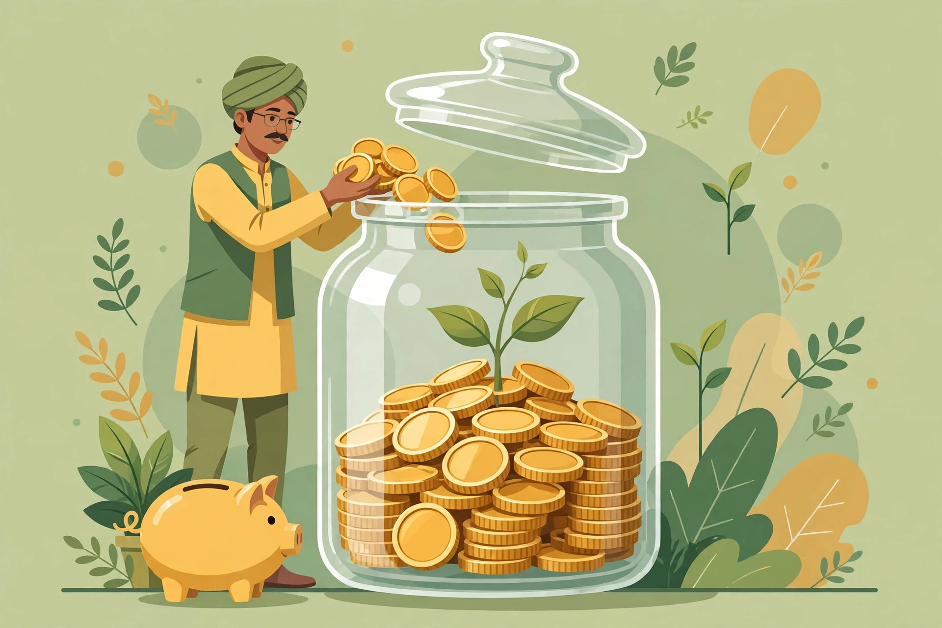 Provident fund savings growing over time illustration