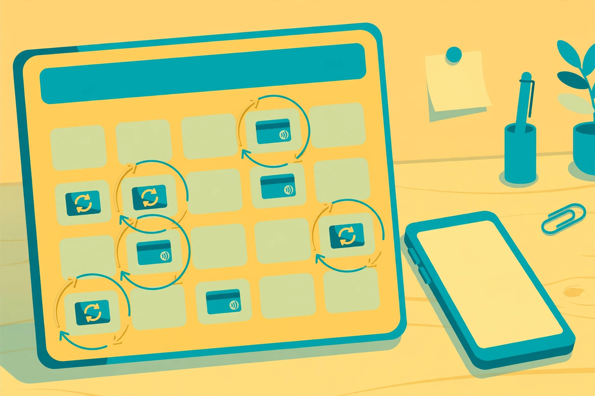 Calendar par recurring payments manage karne ka illustration